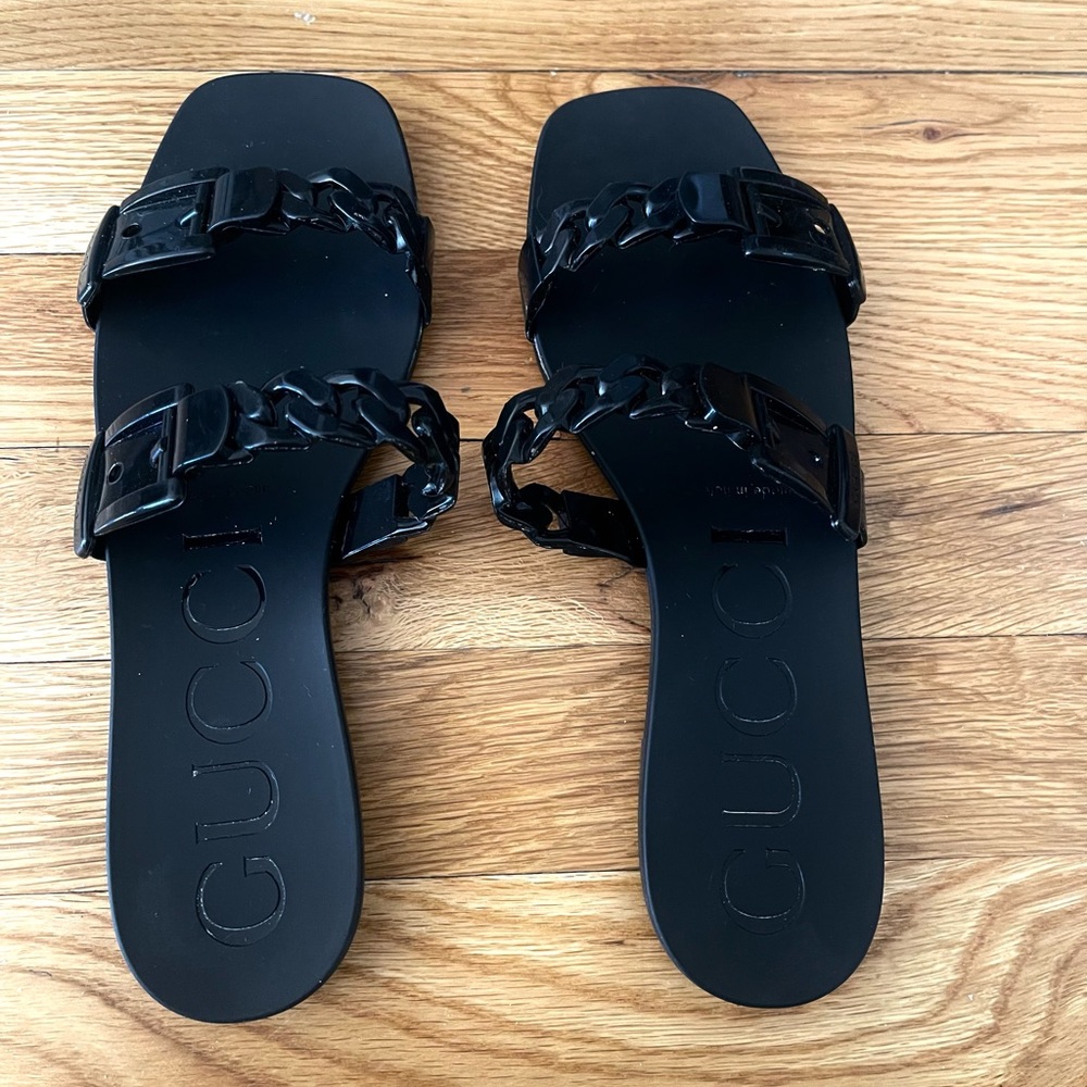 Authentic Gucci Rubber Chain Slides